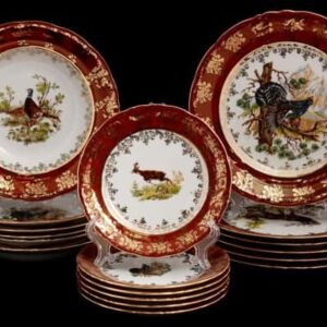 Набор тарелок Bavarian Porcelain Охота красная 18 шт posuda-moskow