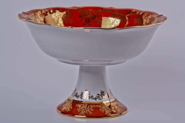 Салатник Bavarian Porcelain Охота красная 23 см на ножке posuda-moskow