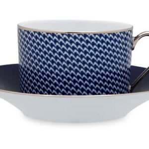 Чашка чайная с блюдцем Legle Гусиная лапка 250 мл темно синяя