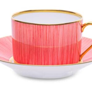 Чашка чайная с блюдцем Legle Карбон 250 мл красная матовый золотой кант