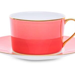 Чашка чайная с блюдцем Legle Под солнцем 250 мл розовая матовый золотой кант 1083