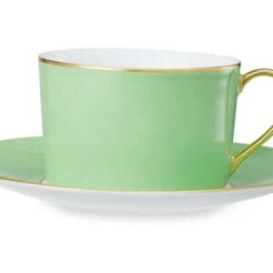Чашка чайная с блюдцем Legle Под солнцем 250 мл светло зеленая матовый золотой кант
