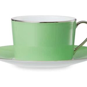 Чашка чайная с блюдцем Legle Под солнцем 250 мл светло зеленая платиновый кант