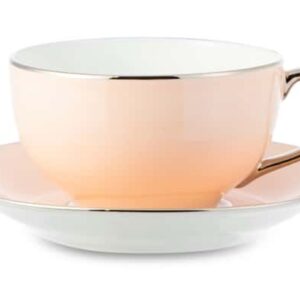 Чашка чайная с блюдцем Legle Под солнцем 280 мл бледно розовая платиновый кант