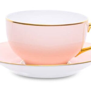 Чашка чайная с блюдцем Legle Под солнцем 280 мл бледно розовая золотой кант