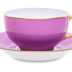 Чашка чайная с блюдцем Legle Под солнцем 280 мл фиолетовая золотой кант