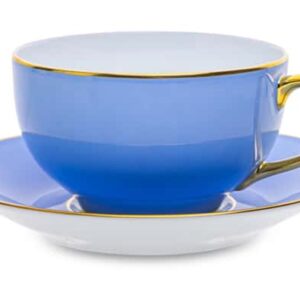 Чашка чайная с блюдцем Legle Под солнцем 280 мл голубая золотой кант