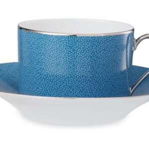 Чашка чайная с блюдцем Legle Разбитое сердце 250 мл синяя платиновый кант