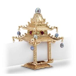 Набор колец для салфеток LObjet Пагода 2 шт позолота кристаллы Сваровски речной жемчуг