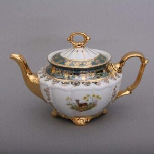 Чайник заварочный Bavarian Porcelain Охота зеленая 1100 мл posuda-moskow