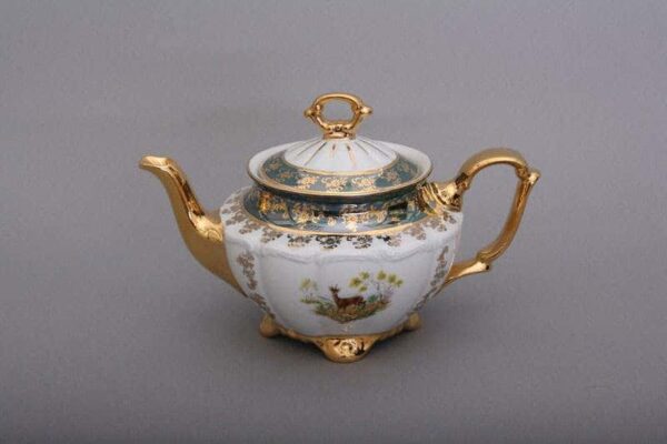 Чайник заварочный Bavarian Porcelain Охота зеленая 1100 мл posuda-moskow