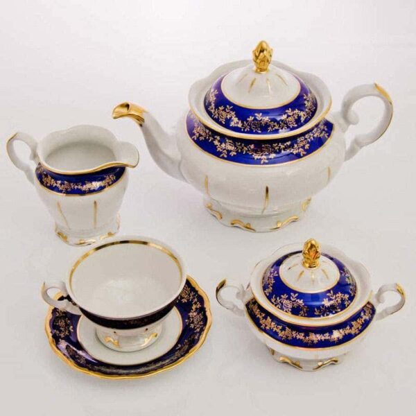 Чайный сервиз Bavarian Porcelain Бaрокко Кобальт-Фредерика 15 пр posuda-moskow