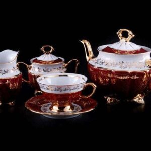 Чайный сервиз Bavarian Porcelain Лист красный 15 пр posuda-moskow