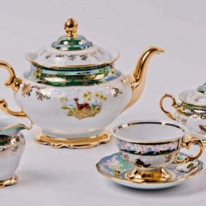 Чайный сервиз Bavarian Porcelain Охота зеленая 15 пр posuda-moskow