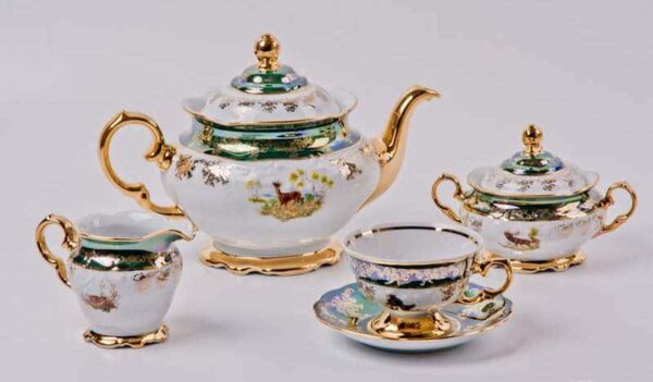 Чайный сервиз Bavarian Porcelain Охота зеленая 15 пр posuda-moskow