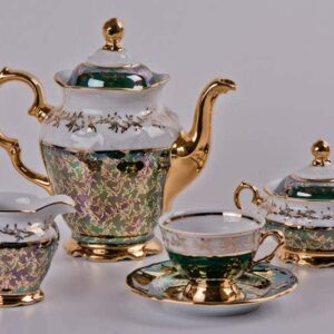 Кофейный сервиз мокко Bavarian Porcelain Лист Зеленый 15 пр posuda-moskow