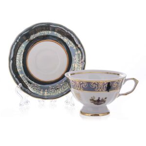 Набор блюдец Bavarian Porcelain Охота зеленая 16 см 6 шт posuda-moskow