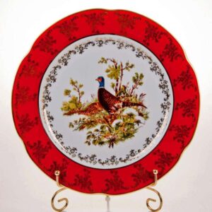 Набор тарелок Bavarian Porcelain Мария Охота красная 27 см posuda-moskow