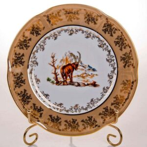 Набор тарелок Bavarian Porcelain Мария Охота медовая 21 см posuda-moskow