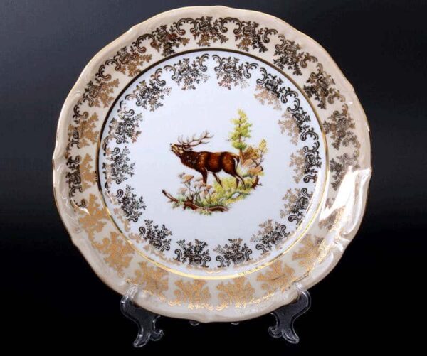 Набор тарелок Bavarian Porcelain Охота медовая 24 см posuda-moskow