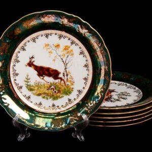 Набор тарелок Bavarian Porcelain Охота зеленая 24 см posuda-moskow