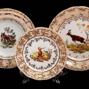 Набор тарелок для сервировки стола Bavarian Porcelain Охота медовая posuda-moskow