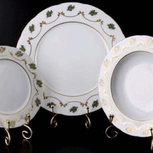 Набор тарелок для сервировки стола Bavarian Porcelain Венеция Роза красная posuda-moskow