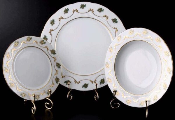 Набор тарелок для сервировки стола Bavarian Porcelain Венеция Роза красная posuda-moskow