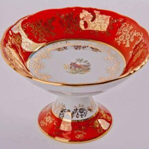 Салатник Bavarian Porcelain Охота красная 13 см на ножке posuda-moskow