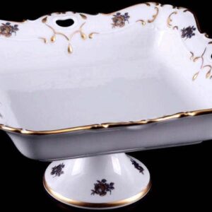 Салатник Bavarian Porcelain Венеция Роза голубая 24 см на ножке posuda-moskow