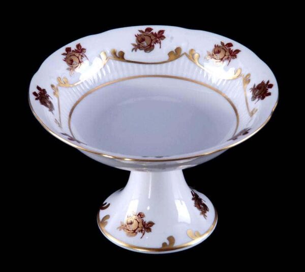 Салатник Bavarian Porcelain Венеция Роза красная 13 см на ножке posuda-moskow