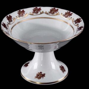 Салатник Bavarian Porcelain Венеция Роза красная 16 см на ножке posuda-moskow