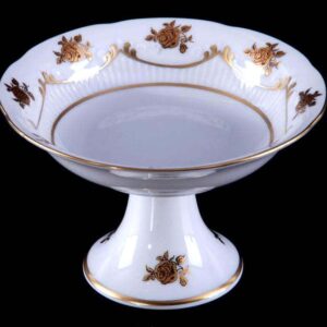 Салатник Bavarian Porcelain Венеция Роза золотая 13 см на ножке posuda-moskow