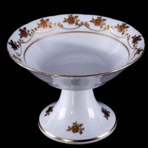 Салатник Bavarian Porcelain Венеция Роза золотая 16 см на ножке posuda-moskow