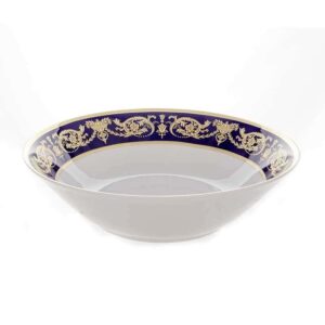 Салатник круглый Bavarian Porcelain Александрия Кобальт золото 26 см posuda-moskow