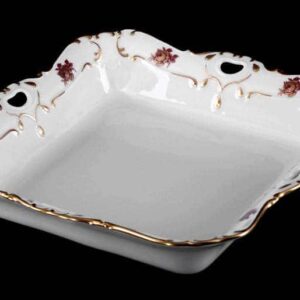 Салатник квадратный Bavarian Porcelain Венеция Роза красная 24 см posuda-moskow