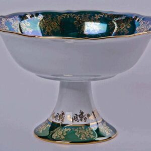 Салатник на ножке Bavarian Porcelain Охота зеленая 23 см posuda-moskow