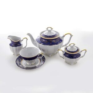 Сервиз чайный Bavarian Porcelain Мария Тереза-Элеганз кобальт 6 пер 15 пр posuda-moskow