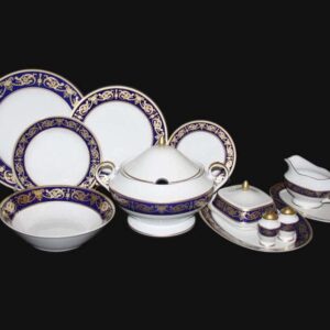 Сервиз столовый Bavarian Porcelain Александрия Кобальт с золотом 6 пер 27 пр posuda-moskow