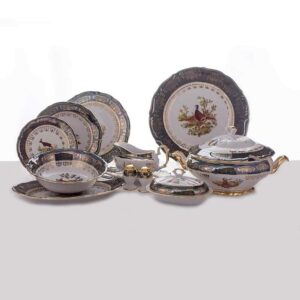 Столовый сервиз Bavarian Porcelain Охота зеленая 27 пр posuda-moskow