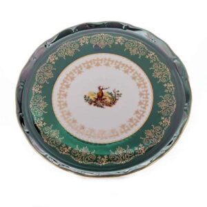 Тортница Bavarian Porcelain Охота зеленая posuda-moskow