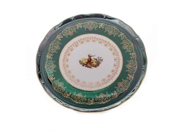 Тортница Bavarian Porcelain Охота зеленая posuda-moskow