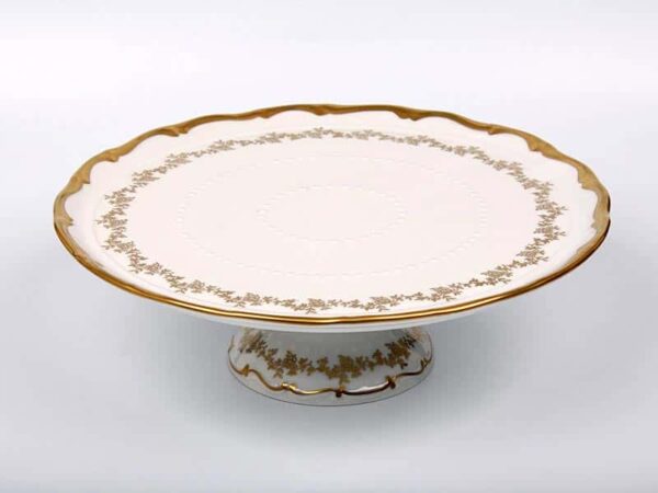 Тортница на ножке Bavarian Porcelain Барокко золото 202 30 см posuda-moskow