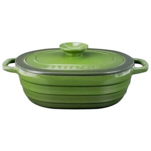 Кастрюля овальная с крышкой Lava Majolica Green 6,25 л 33 см 2