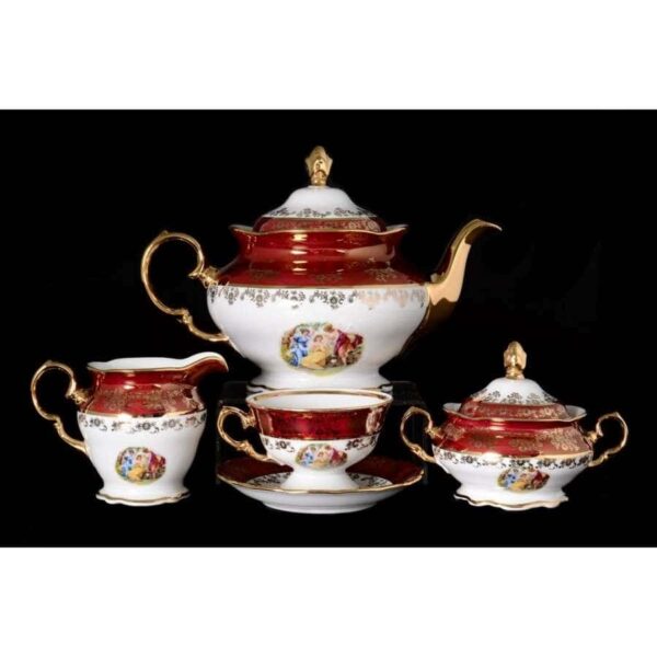 Чайный сервиз Royal Czech Porcelain Мадонна Красная 6 пер 15 пр posuda moskow