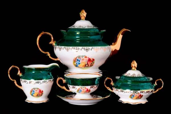 Чайный сервиз Royal Czech Porcelain Зеленая Мадонна 6 пер 17 пр posuda moskow