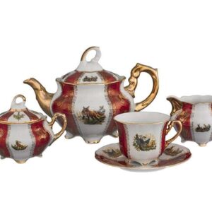 Чайный сервиз Royal Porcelain Болеро Охота красная 6 пер 17 пр posuda moskow