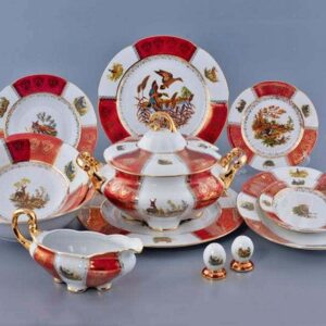 Столовый сервиз Royal Porcelain Болеро Охота красная 6 пер 28 пр posuda moskow